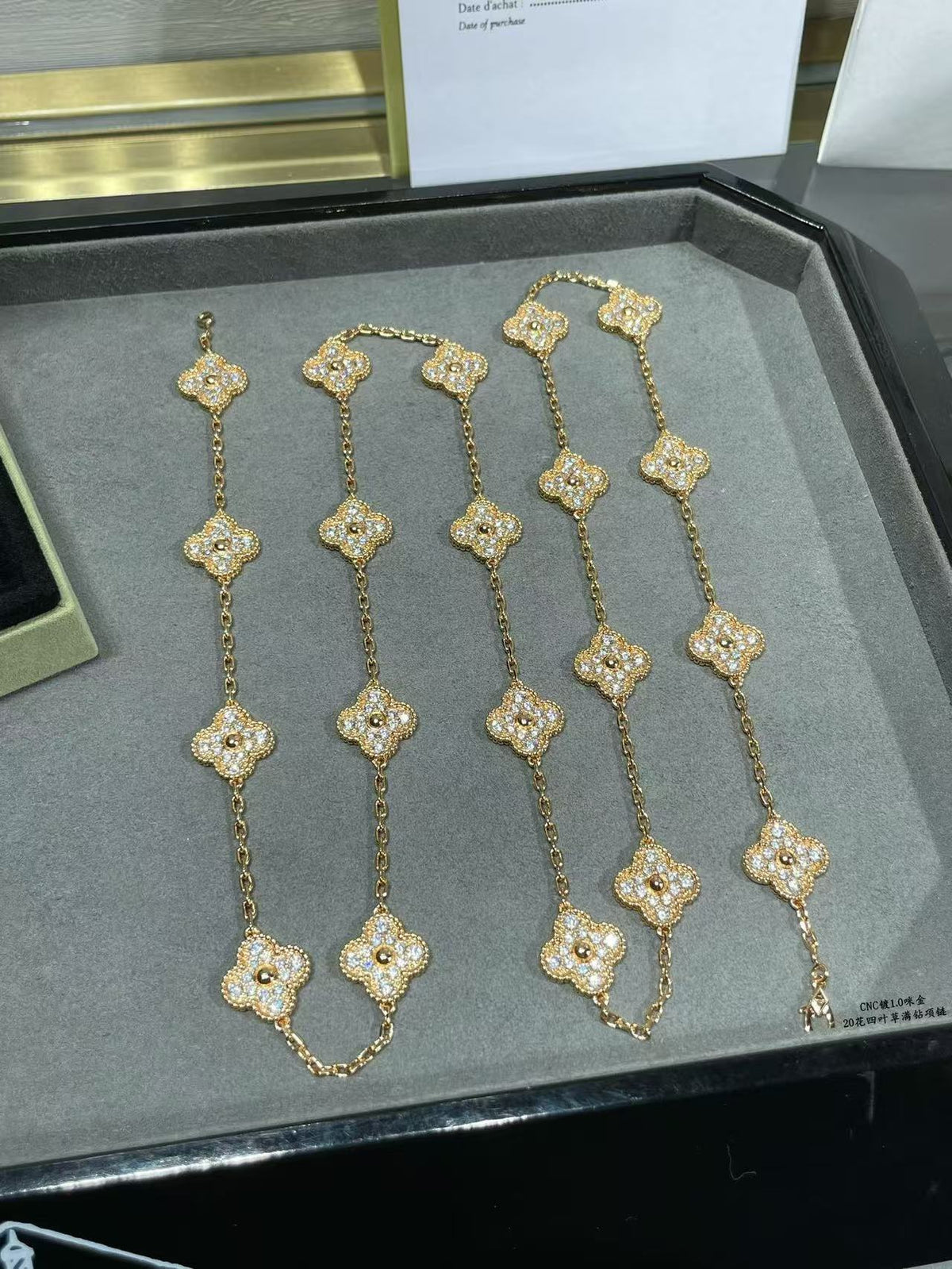 [⭐Renara]CLOVER 20 MOTIFS FULL-DIAMOND NECKLACE
