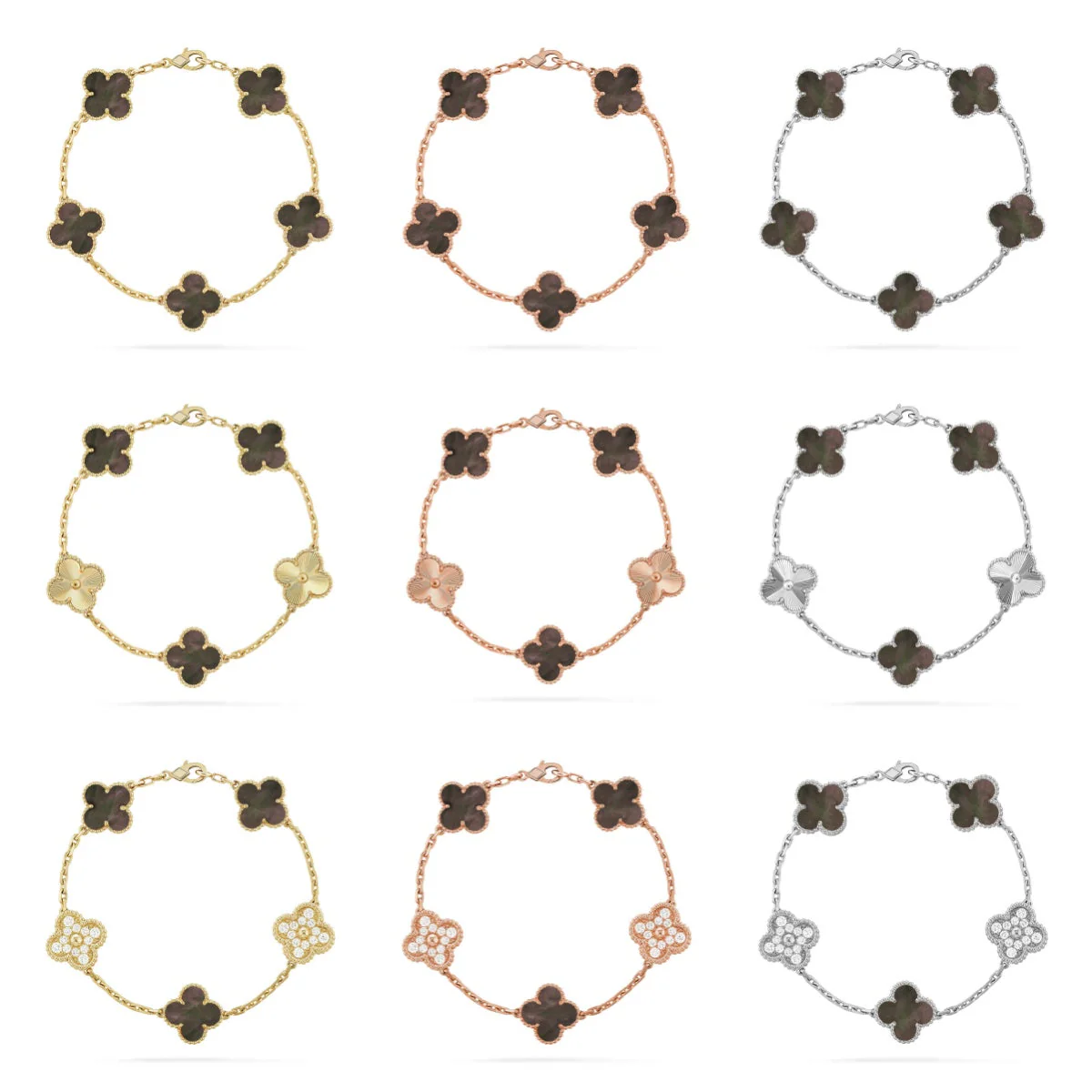 [⭐Renara] CLOVER 5 MOTIF GRAY MOP BRACELET COLLECTION
