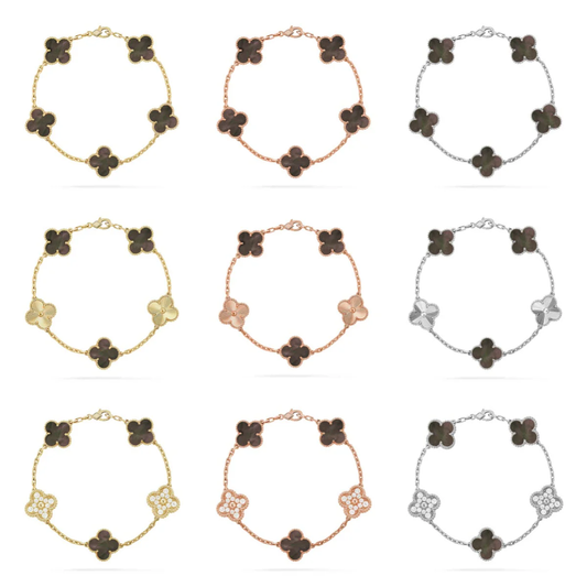 [⭐Renara] CLOVER 5 MOTIF GRAY MOP BRACELET COLLECTION