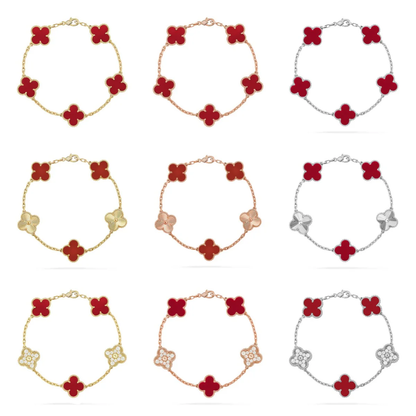 [⭐Renara] CLOVER 5 MOTIF RED CORNELIAN BRACELET COLLECTION