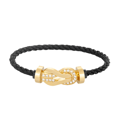 [⭐Renara]CHANCE LARGE 8 FIGURE BUCKLE HALF DIAMOND BRACELET GOLD
