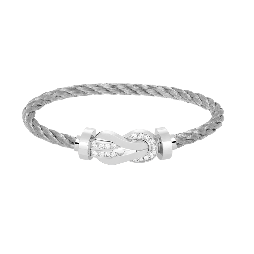 [⭐Renara]CHANCE LARGE 8 FIGURE BUCKLE HALF DIAMOND BRACELET SILVER