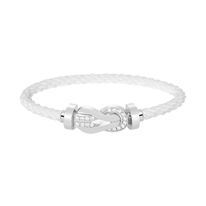 [⭐Renara]CHANCE LARGE 8 FIGURE BUCKLE HALF DIAMOND BRACELET SILVER