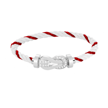 [⭐Renara]CHANCE LARGE 8 FIGURE BUCKLE HALF DIAMOND BRACELET SILVER