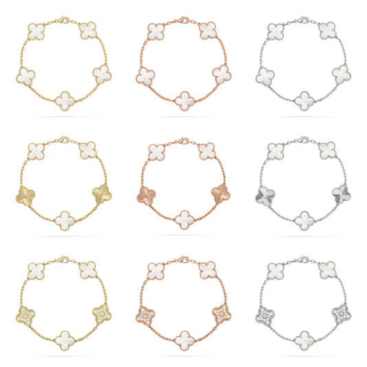 [⭐Renara]CLOVER WHITE PEARL MOP 5 MOTIF BRACELET COLLECTION