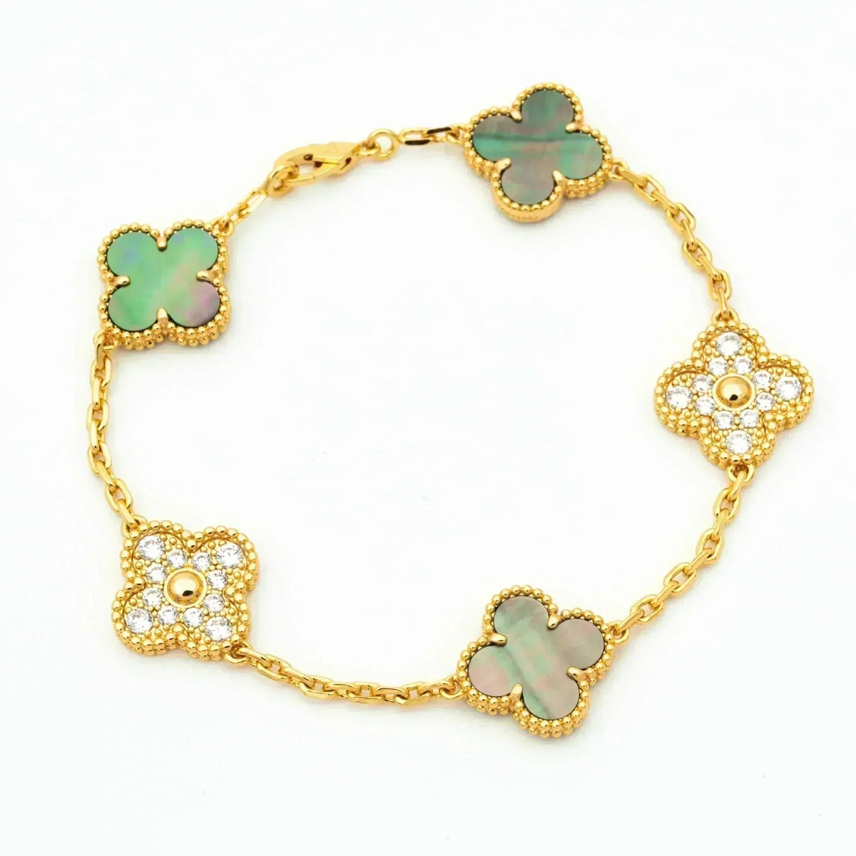 [⭐Renara] CLOVER 5 MOTIF GRAY MOP BRACELET COLLECTION