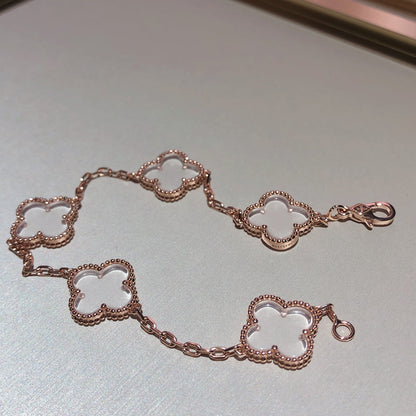 [⭐Renara]CLOVER 5 MOTIF ROCK CRYSTAL BRACELET