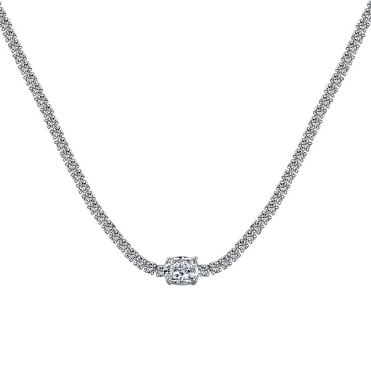 [Lucky Jewelry]1.0 Carat Shining Oval Cut Necklace