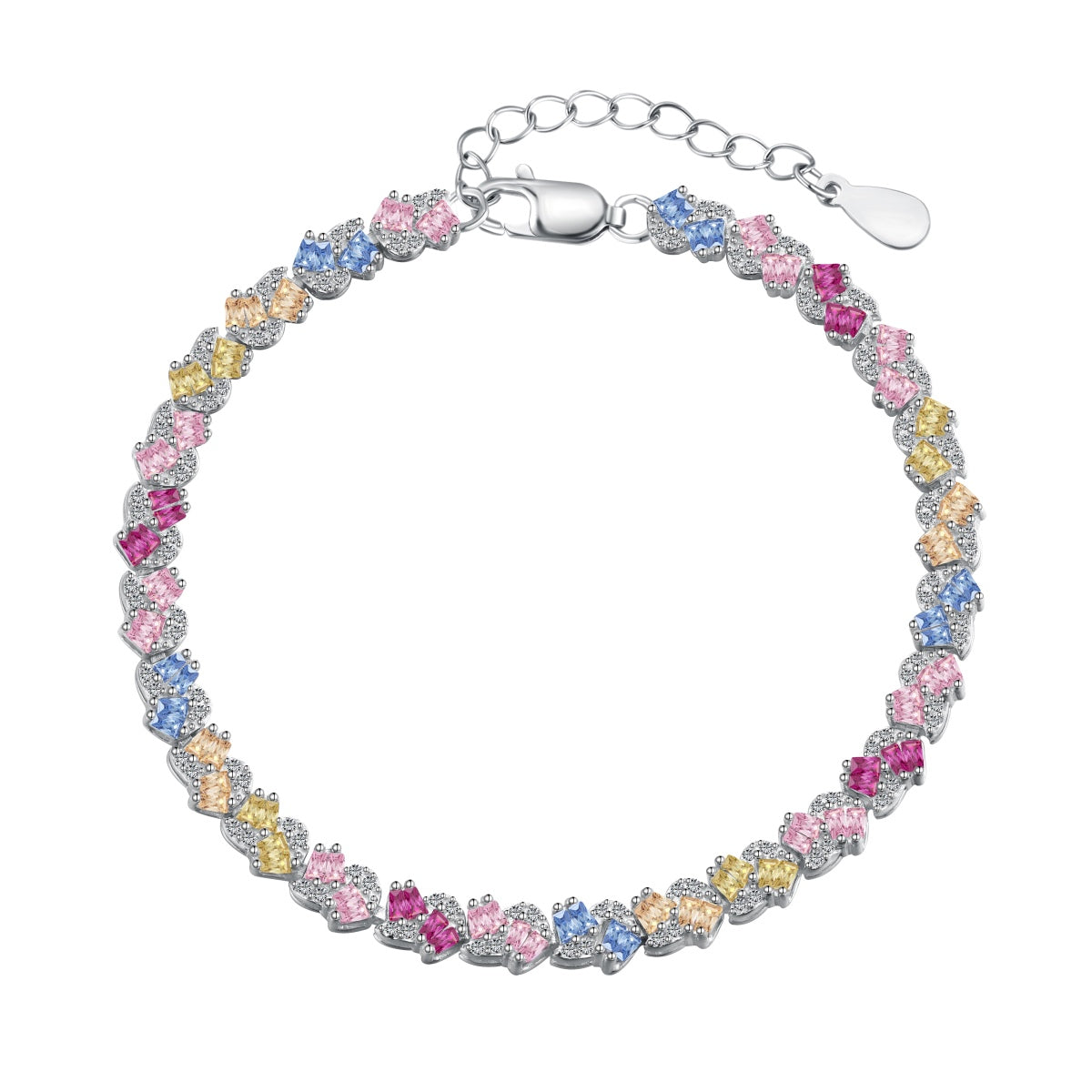 [Lucky Jewelry]Ornate Colorful Flower Shape Party Bracelet
