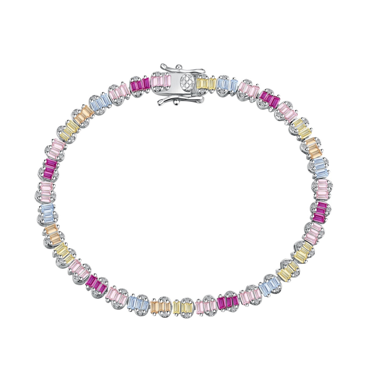 [Lucky Jewelry]Delicate Colorful Emerald Cut Party Bracelet