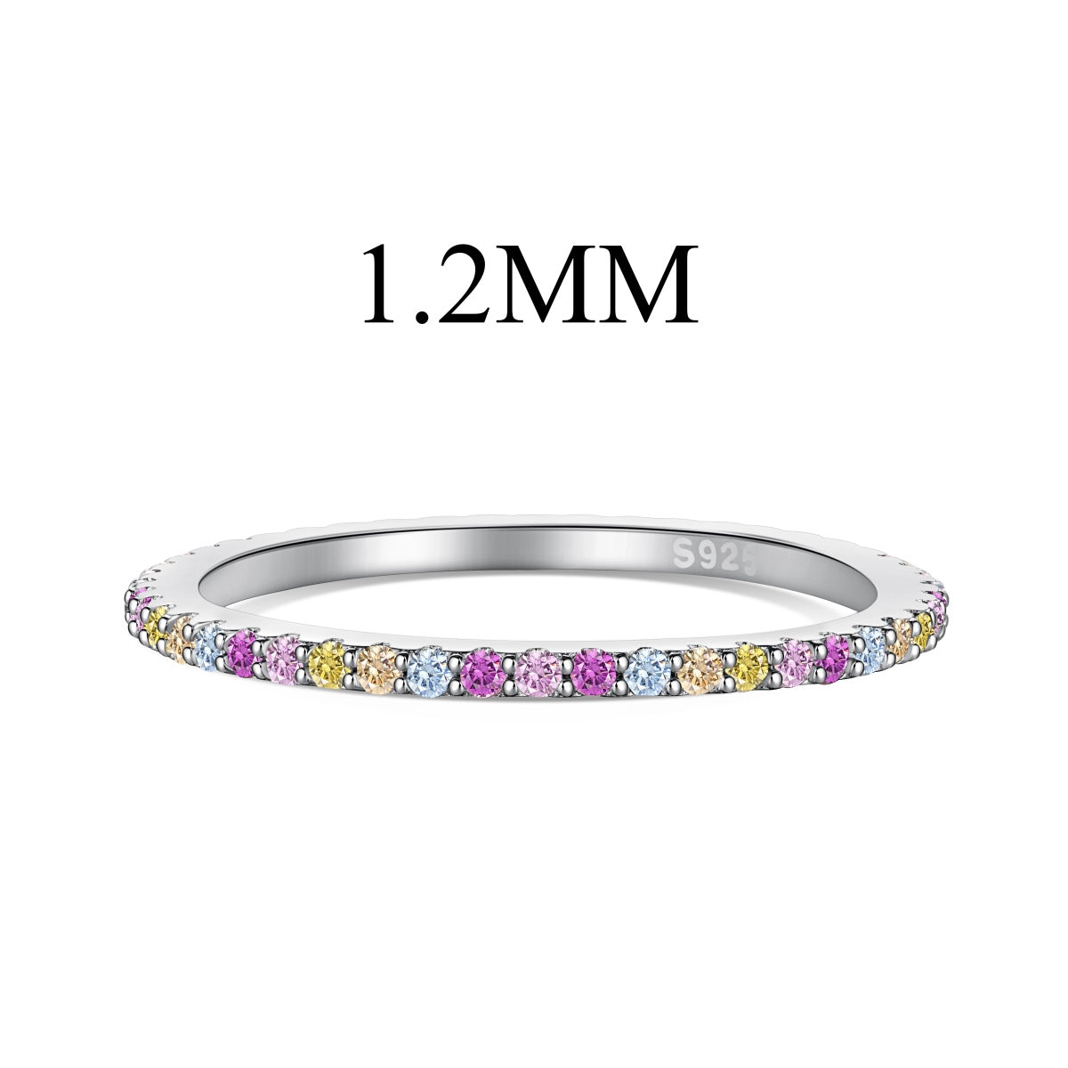 [Lucky Jewelry]Ornate Colorful Round Cut Tennis Ring
