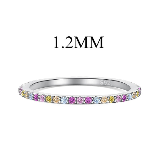 [Lucky Jewelry]Ornate Colorful Round Cut Tennis Ring
