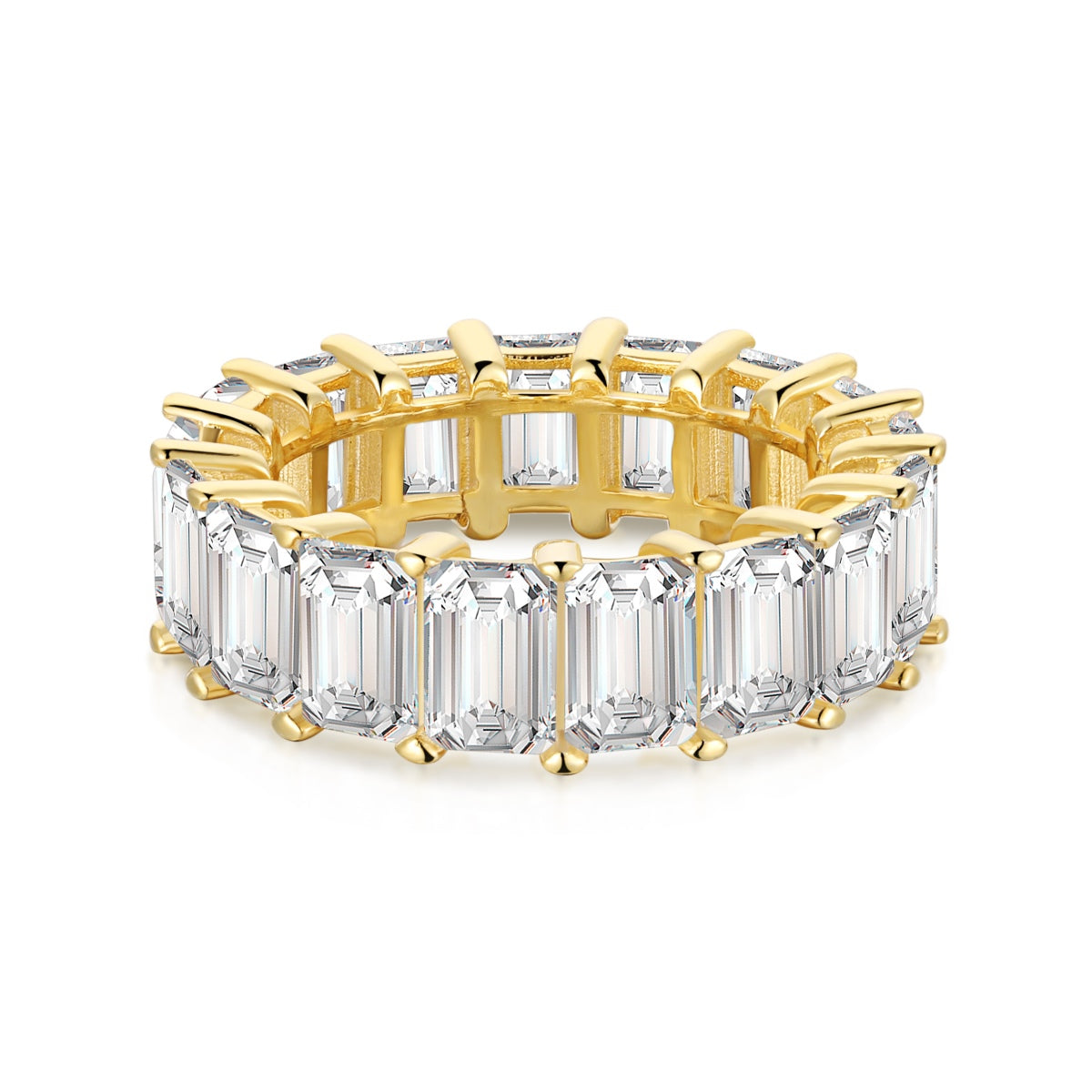 [Lucky Jewelry]0.75 Carat Elegant Emerald Cut Tennis Ring