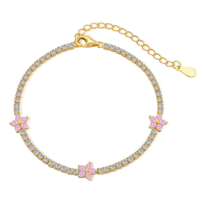 [Lucky Jewelry]Luckyling Flower Shape Tennis Bracelet