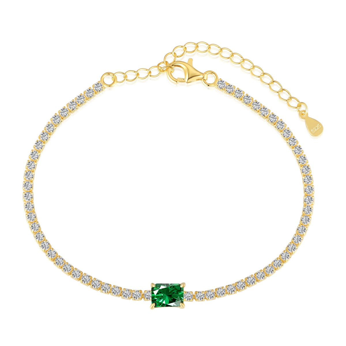 [Lucky Jewelry]1.0 Carat Unique Emerald Cut Banquet Bracelet