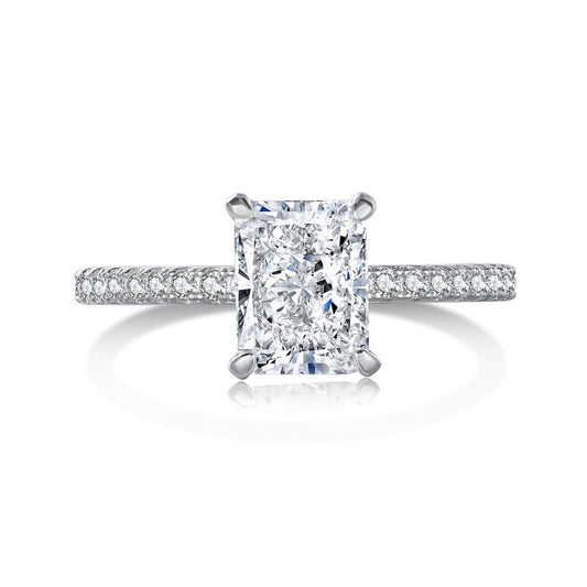 [Lucky Jewelry]2.0 Carat Dazzling Luckyling Radiant Cut Party Ring