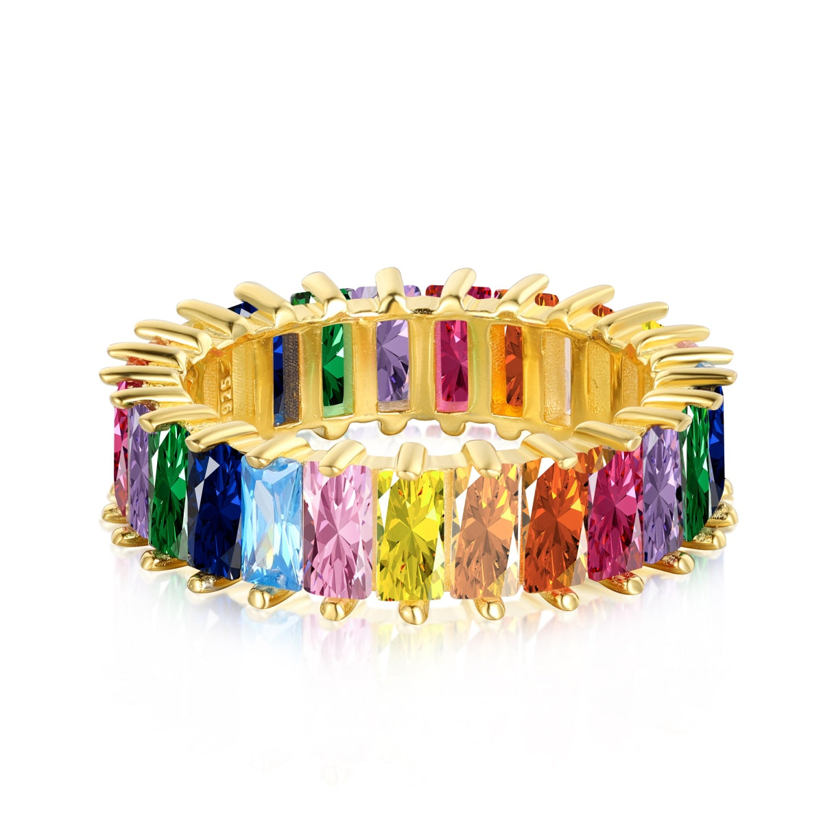 [Lucky Jewelry]Unique Colorful Radiant Cut RIng