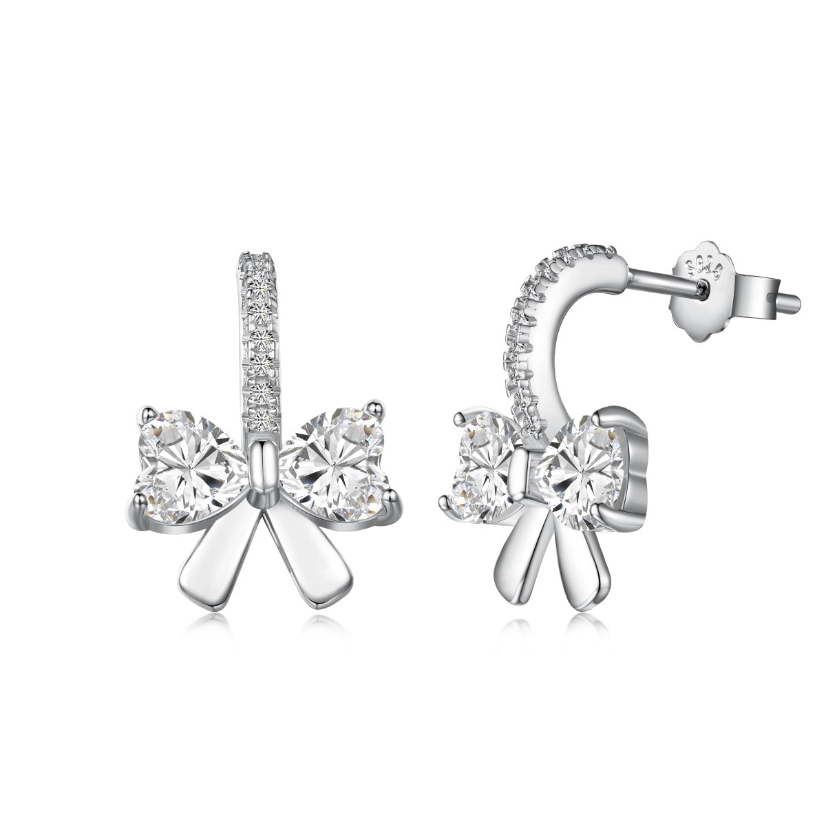 [Lucky Jewelry]Exquisite Earrings With Heart-Shaped Bow Design