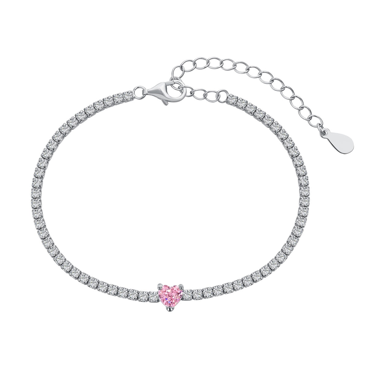 [Lucky Jewelry]0.5 Carat Elegant Romantic Heart Shape Lover Bracelet