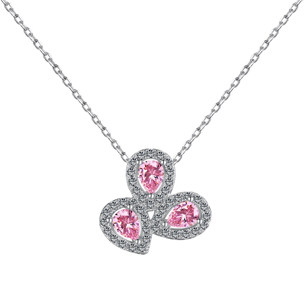 [Lucky Jewelry]Elegant Flower Shape Pear Cut Necklace