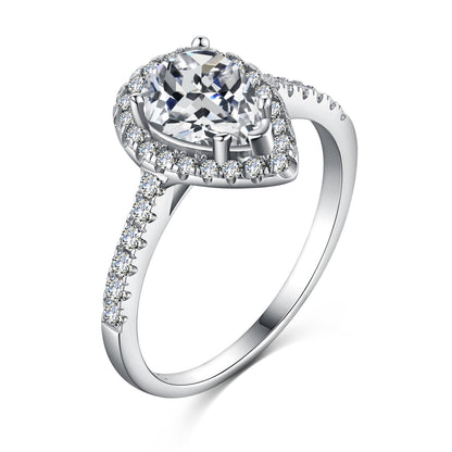 [Lucky Jewelry]1.0 Carat Luxurious Resplendent Water Drop Shape Wedding Ring
