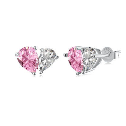 [Lucky Jewelry]Dazzling Elegant Heart Cut Lover Earrings