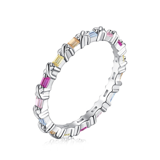 [Lucky Jewelry]Charming Colorful Round Cut Daily Ring