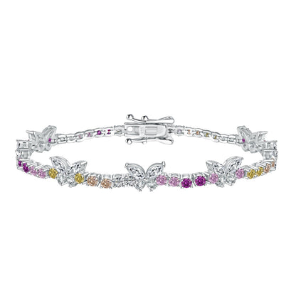 [Lucky Jewelry]Ornate Colorful Butterfly Shape Round Cut Daily Bracelet