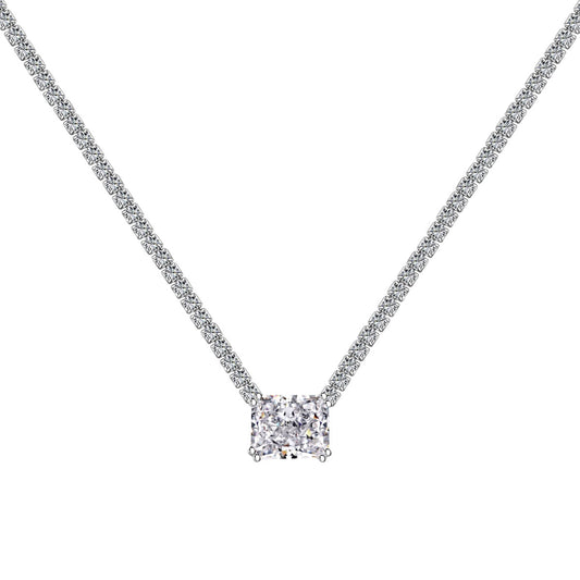 [Lucky Jewelry]4.0 Carat Elegant Radiant Cut Necklace