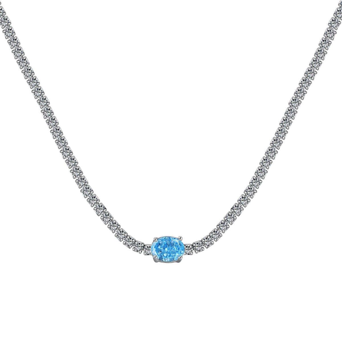 [Lucky Jewelry]1.0 Carat Shining Oval Cut Necklace