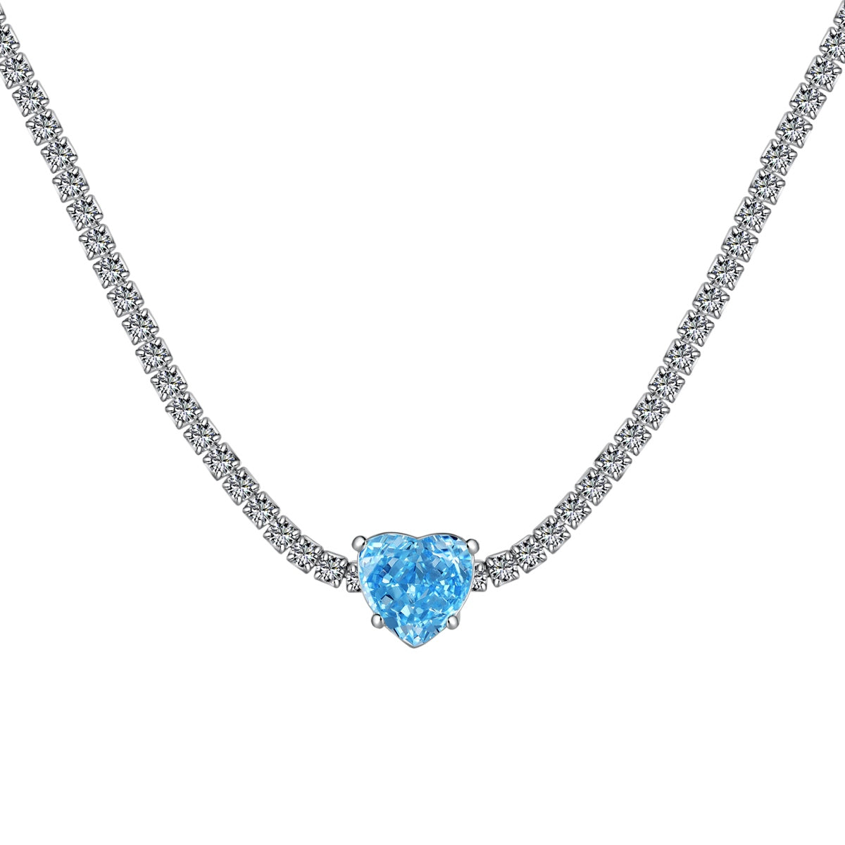 [Lucky Jewelry]2.0 Carat Luckyling Tennis Heart Cut Necklace