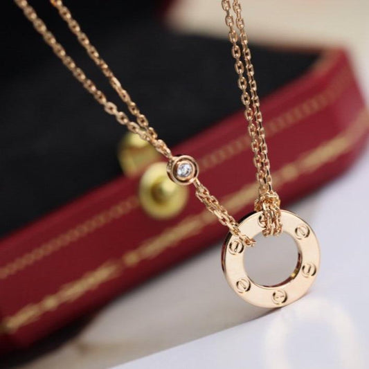 [⭐Renara]LOVE NECKLACE ADJUSTABLE ROSE GOLD 2 DIAMOND