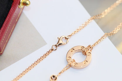 [⭐Renara]LOVE NECKLACE ADJUSTABLE ROSE GOLD 2 DIAMOND