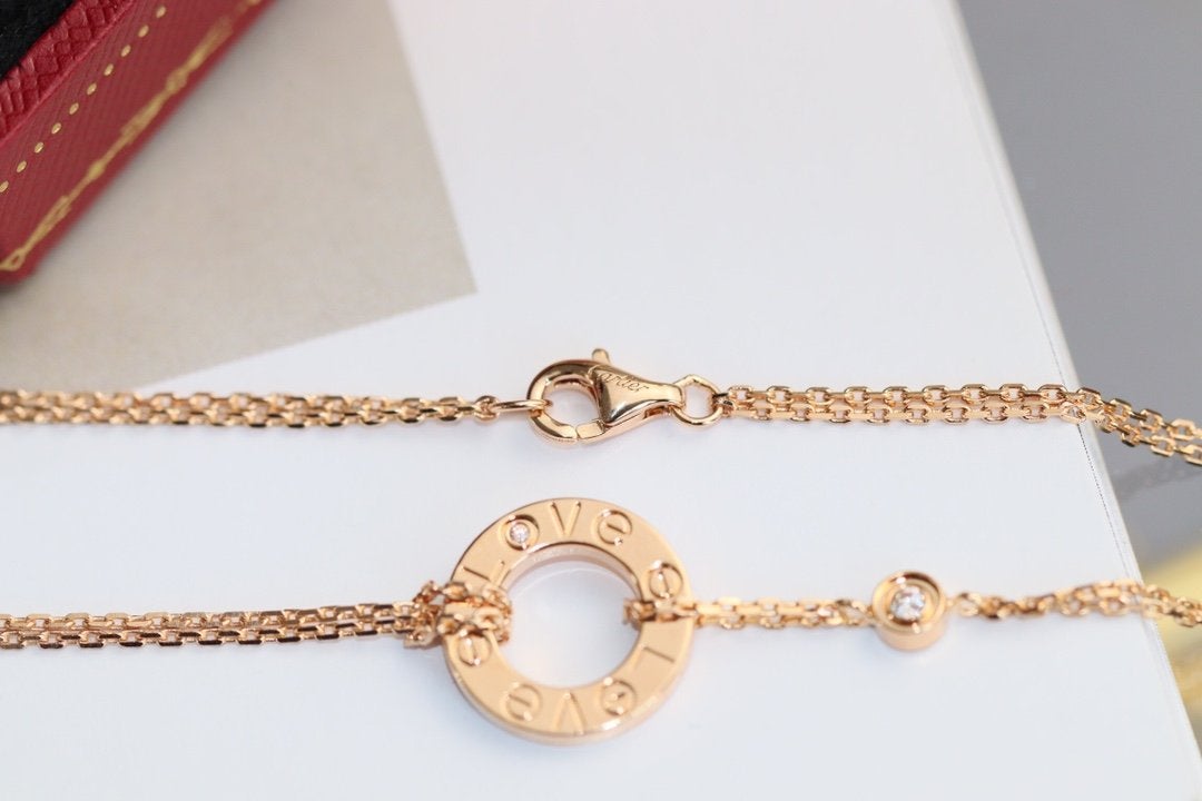 [⭐Renara]LOVE NECKLACE ADJUSTABLE ROSE GOLD 2 DIAMOND