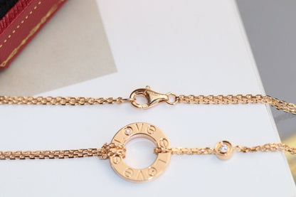 [⭐Renara]LOVE NECKLACE ADJUSTABLE ROSE GOLD 2 DIAMOND
