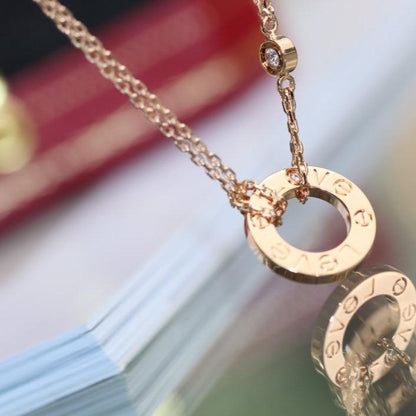 [⭐Renara]LOVE NECKLACE ADJUSTABLE ROSE GOLD 2 DIAMOND