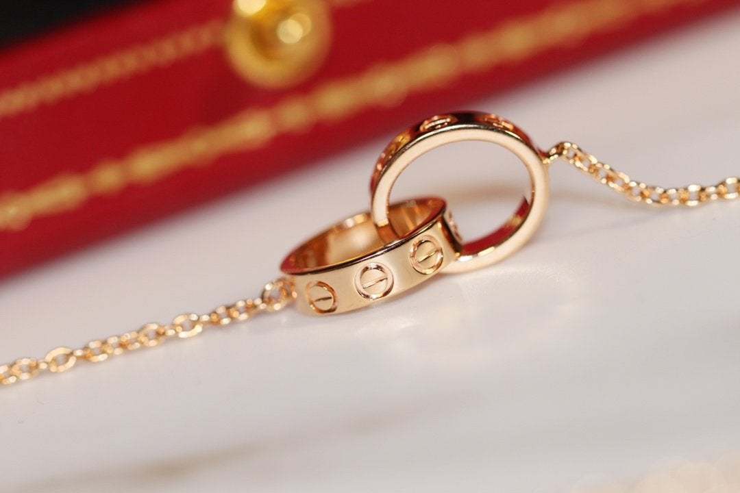[⭐Renara]LOVE NECKLACE PINK GOLD AND SILVER