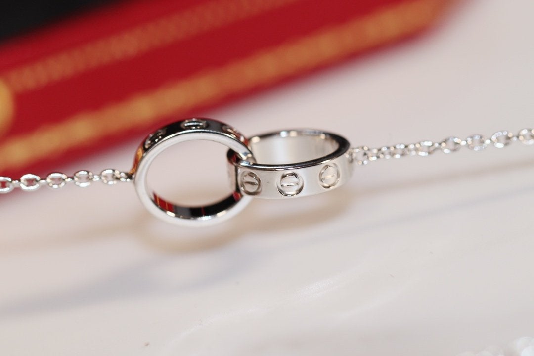[⭐Renara]LOVE NECKLACE PINK GOLD AND SILVER