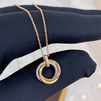 [⭐Renara]TRINITY NECKLACE SILVER GOLD PINK GOLD DIAMONDS