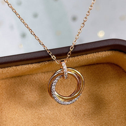 [⭐Renara]TRINITY NECKLACE SILVER GOLD PINK GOLD DIAMONDS