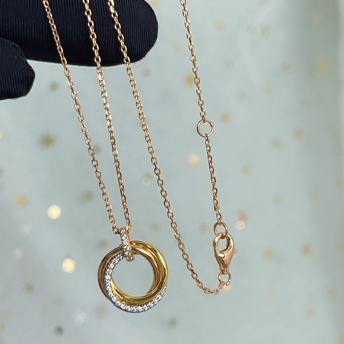 [⭐Renara]TRINITY NECKLACE SILVER GOLD PINK GOLD DIAMONDS