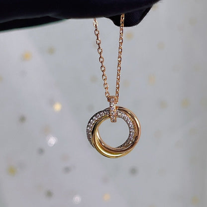 [⭐Renara]TRINITY NECKLACE SILVER GOLD PINK GOLD DIAMONDS