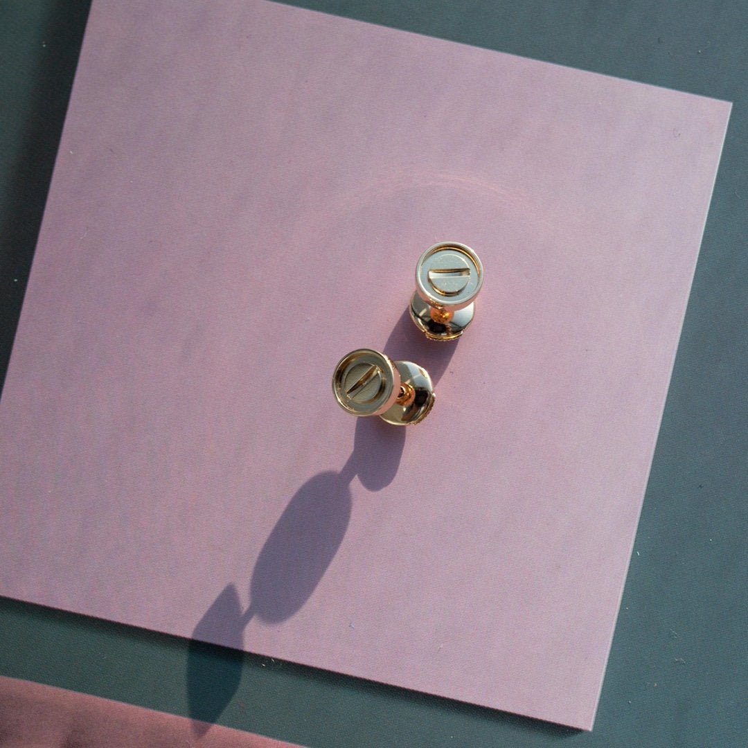 [⭐Renara]LOVE EARRINGS PINK GOLD 10MM