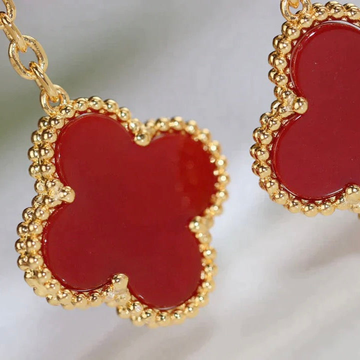 [⭐Renara]CLOVER  2 MOTIF  TIGER EYE CARNELIAN EARRINGS