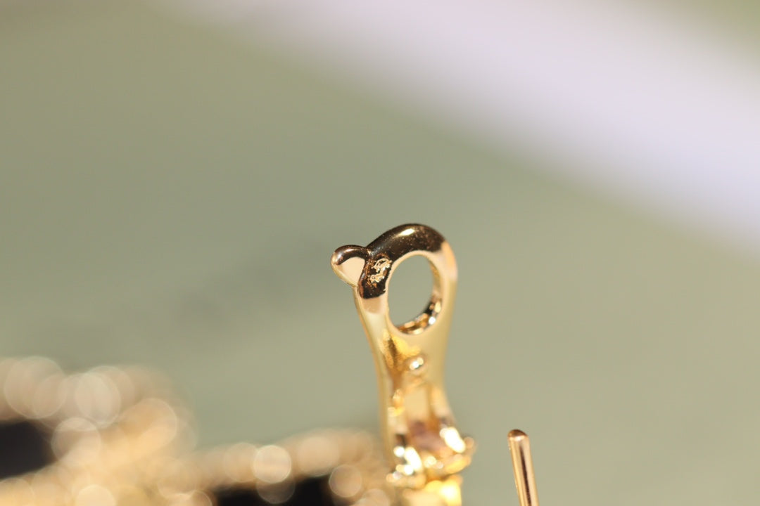 [⭐Renara]CLOVER EARRINGS GOLD ONYX MOP 3 MOTIF
