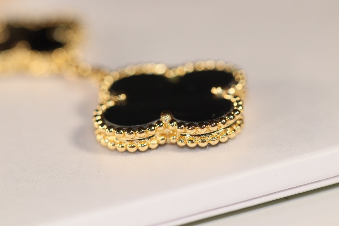 [⭐Renara]CLOVER EARRINGS GOLD ONYX MOP 3 MOTIF