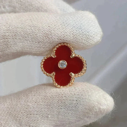 [⭐Renara]CLOVER MEDIUM 1 MOTIFS CARNELIAN  DIAMOND earrings