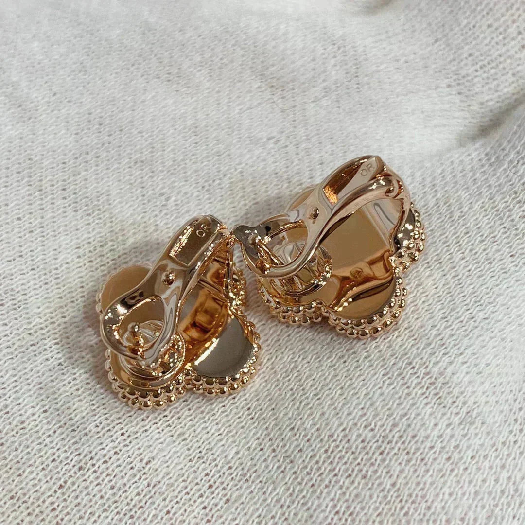 [⭐Renara]CLOVER MEDIUM 1 MOTIFS CARNELIAN  DIAMOND earrings