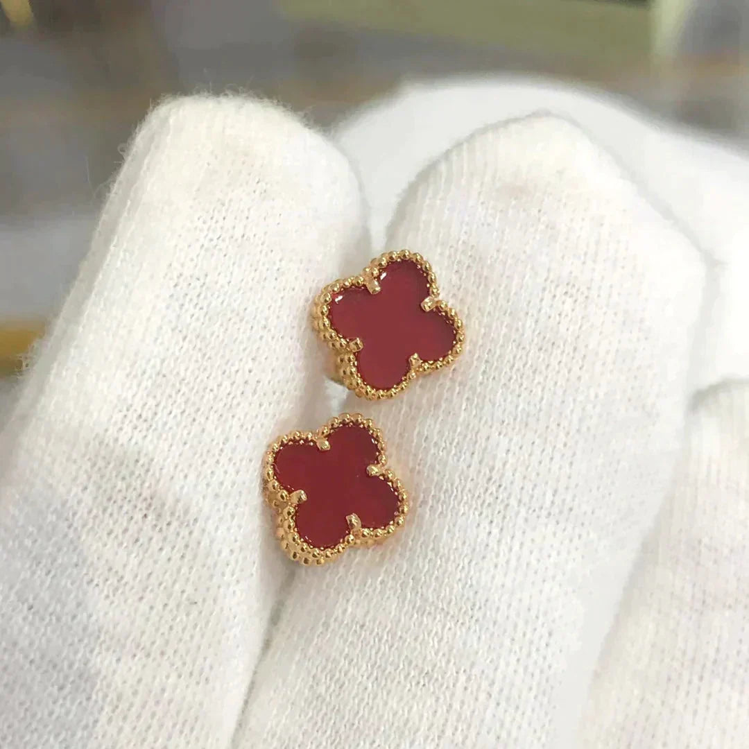 [⭐Renara]CLOVER MINI 9.5MM CARNELIAN EARRINGS