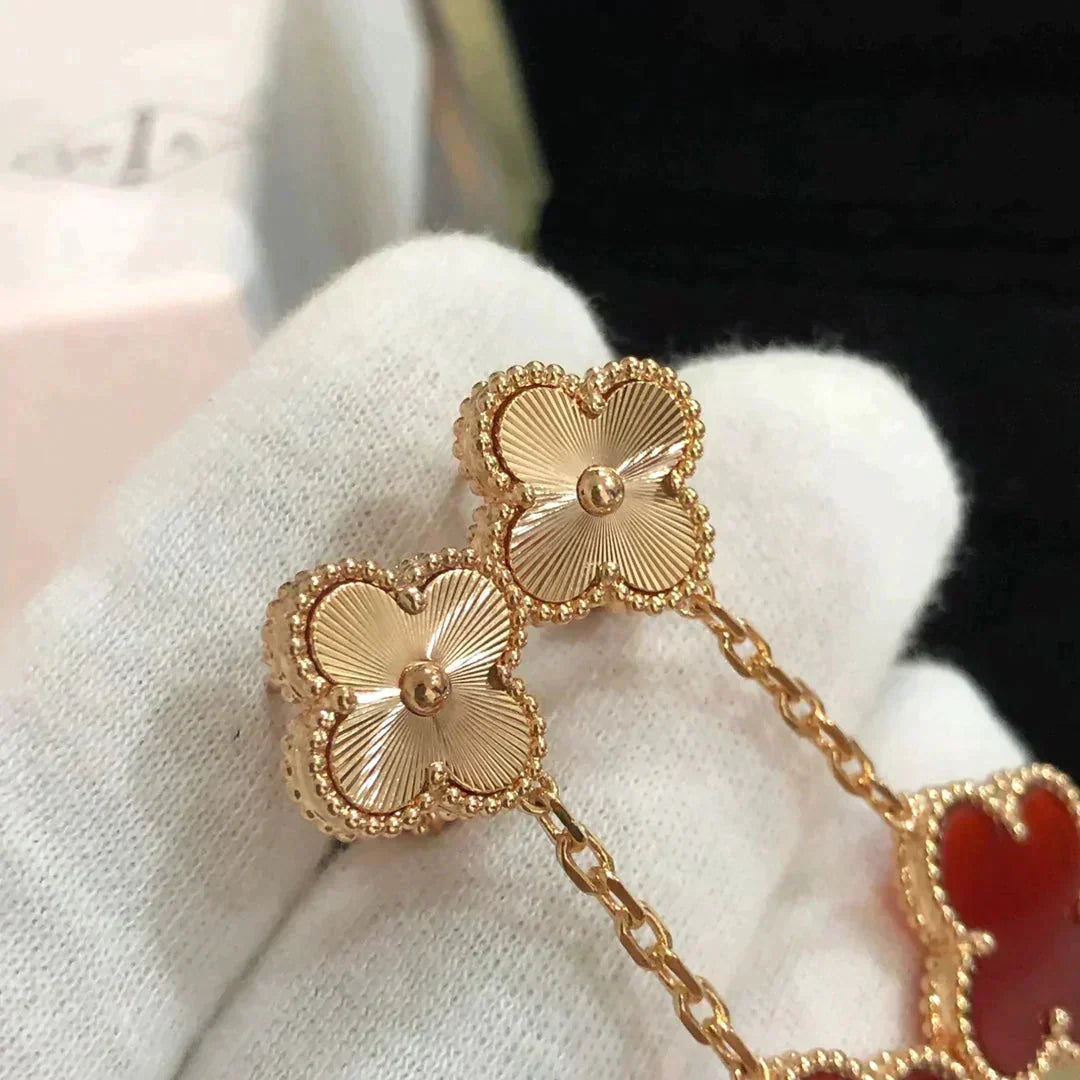 [⭐Renara]CLOVER 2 MOTIF  LASER CARNELIAN EARRINGS